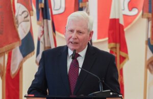 CEO of Veterans Aid Dr Hugh Milroy at the World Veteran Federation Congress in Belgrade